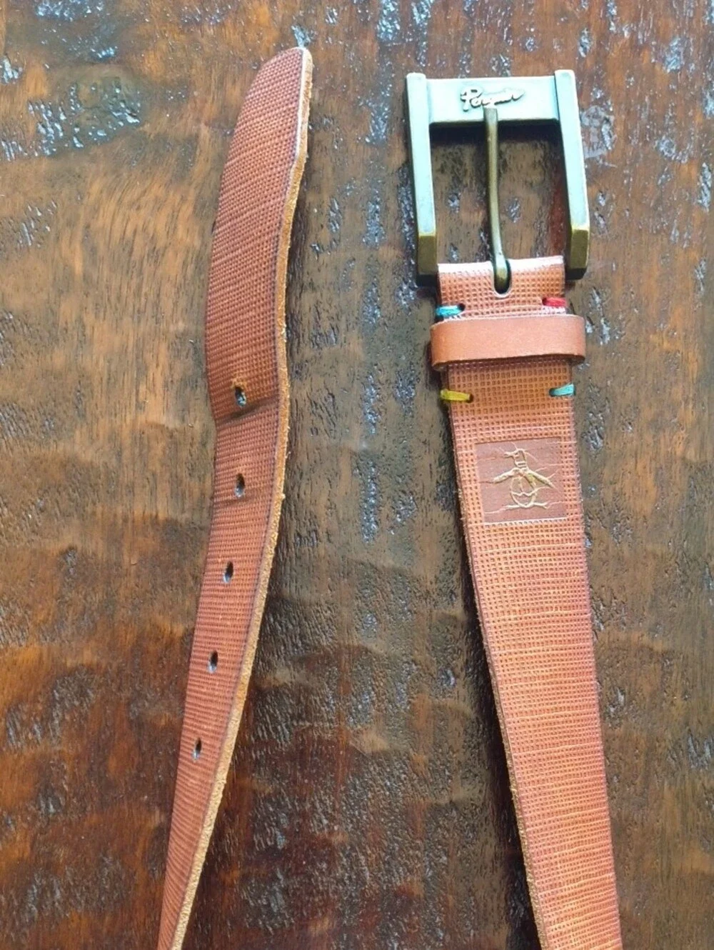 Original Penguin Brown Leather Belt Men's Sz 34